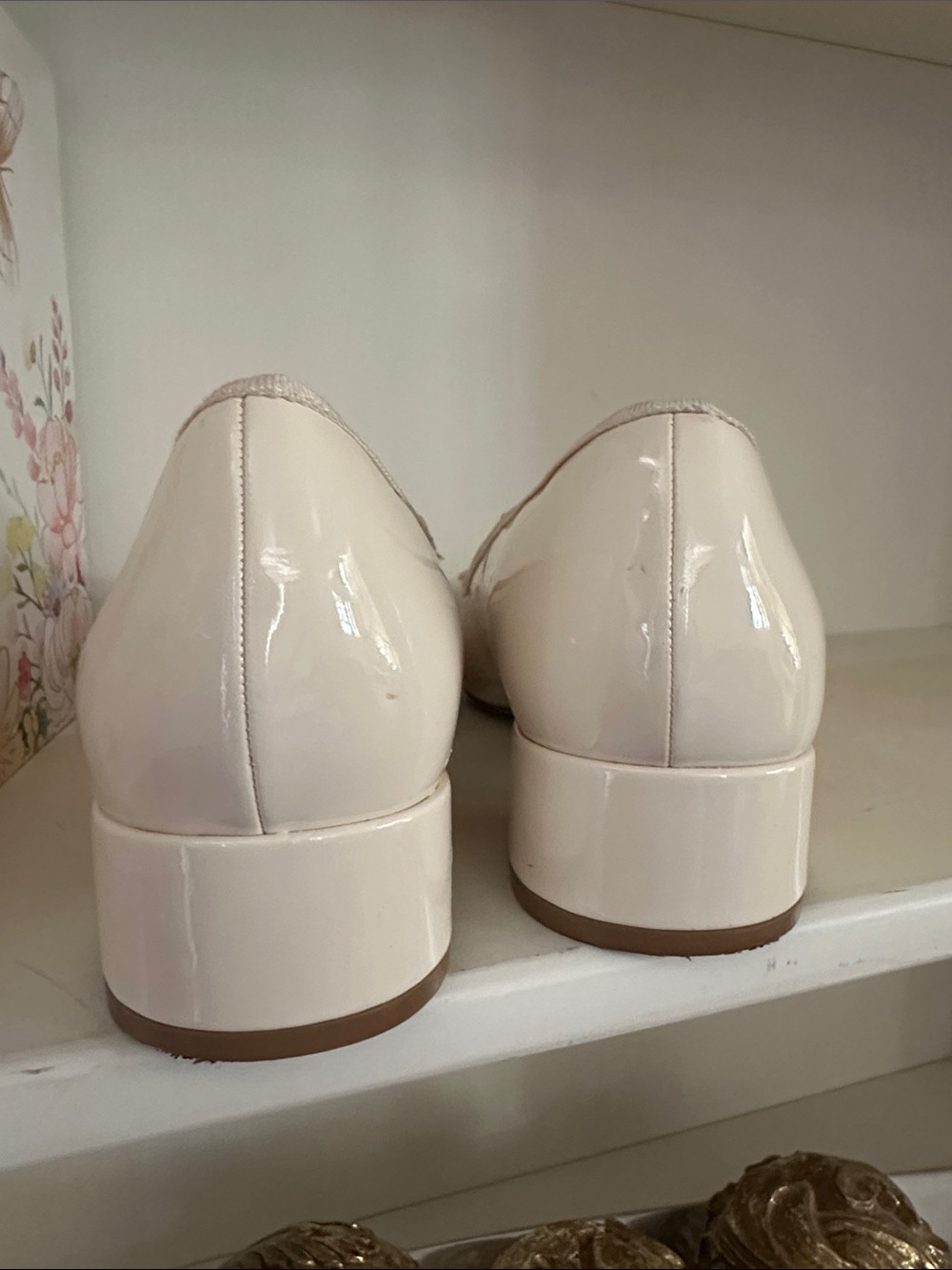 Steve Madden Cream Patent Ballet Flats with Low Block Heel - Picture 3 of 4